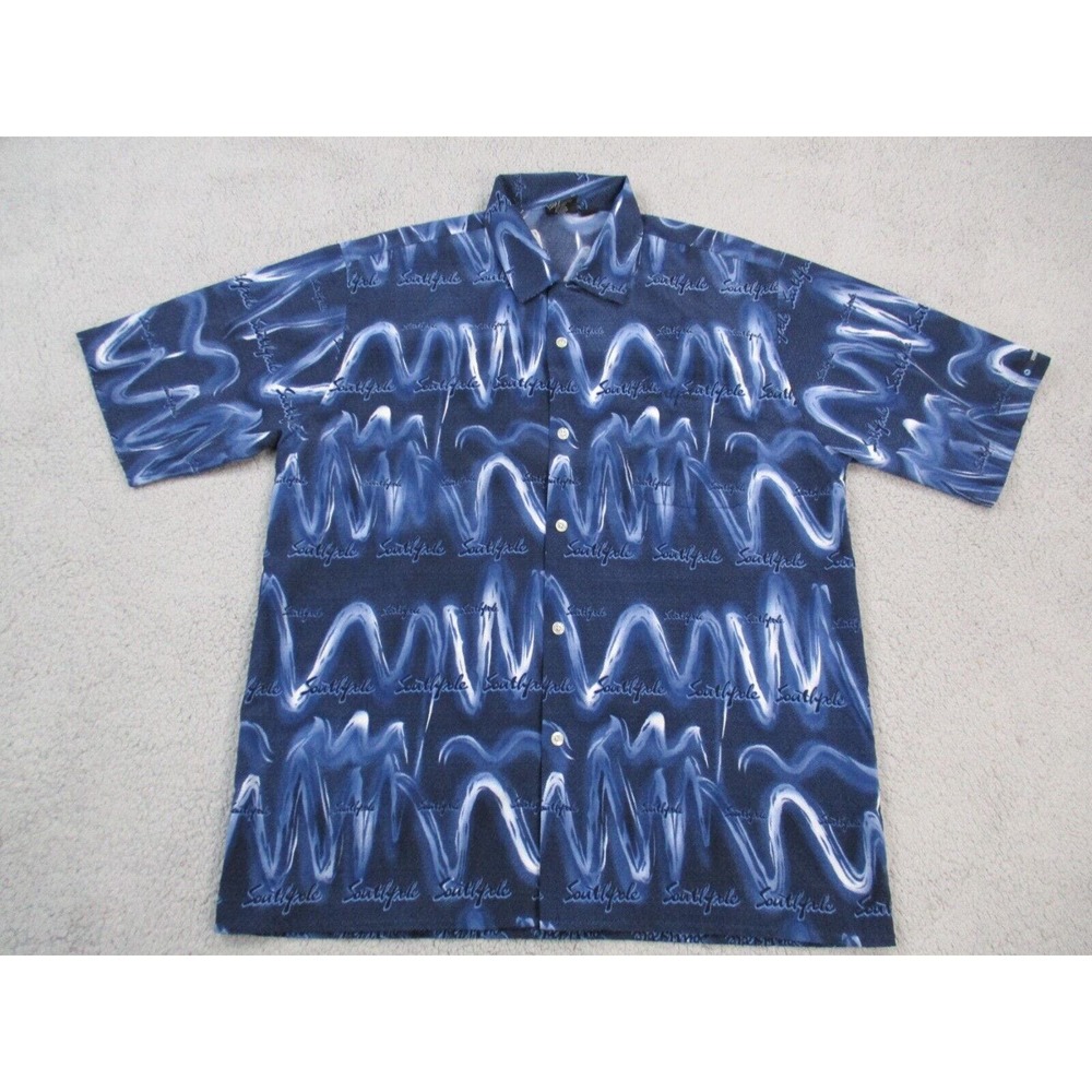 Vintage South Pole Authentic Collection Shirt Large Blue Button Down Short Sleev